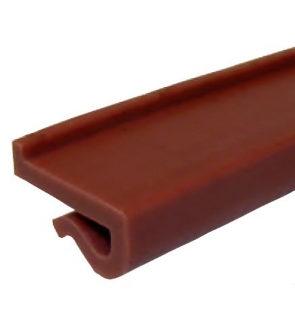 Perfil de deslizamiento tipo pinza con aleta, polietileno especial alta resistencia y baja fricción tipo ULF, color: marrón-rojizo - Part. 251