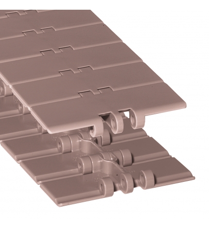LF820-K450 - Cadena de charnela recta en poliacetal color marrón, ancho de platillo: 114,3 mm., paso: 38,1 mm.
